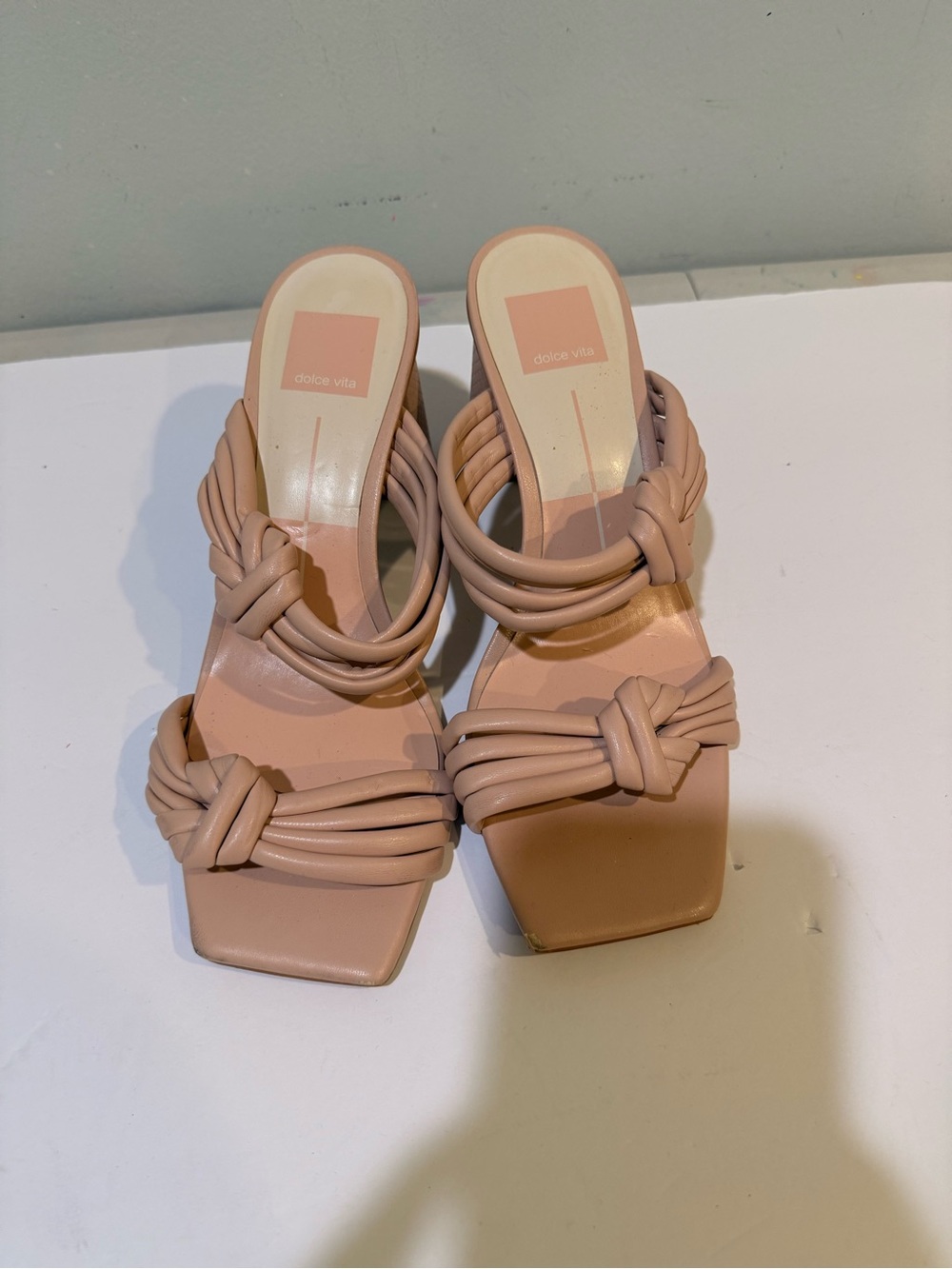Dolce Vita Blush Knotted Strap Slide Heels